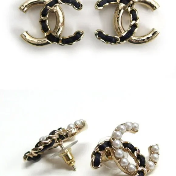 ❌❌❌SOLD❌❌❌ #111 Chanel Stud Earrings B22B Coco Mark Fake Pearl - Picture 5 of 7